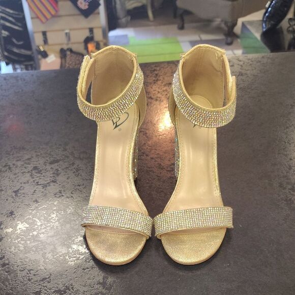 Windsor gold Rhinestone Heeled Sandals - Picture 1 of 5